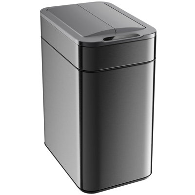 Poubelle de cuisine robuste 13 gallons hOmeLabs, couvercle rétractable à capteur papillon, maximisant l'espace, facile à nettoyer, alimenté par piles avec piles incluses - acier inoxydable foncé