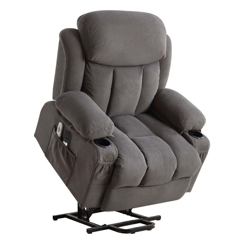Power Lift Recliner Chair with Heat and Massage Electric Fabric Recliner Chair for Elderly with Side Pocket, USB Charge Port, Remote Control for Living Room
