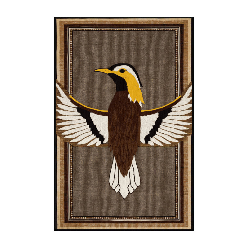Washable Common Myna Birds Area Rug, Runner 2' x 4'