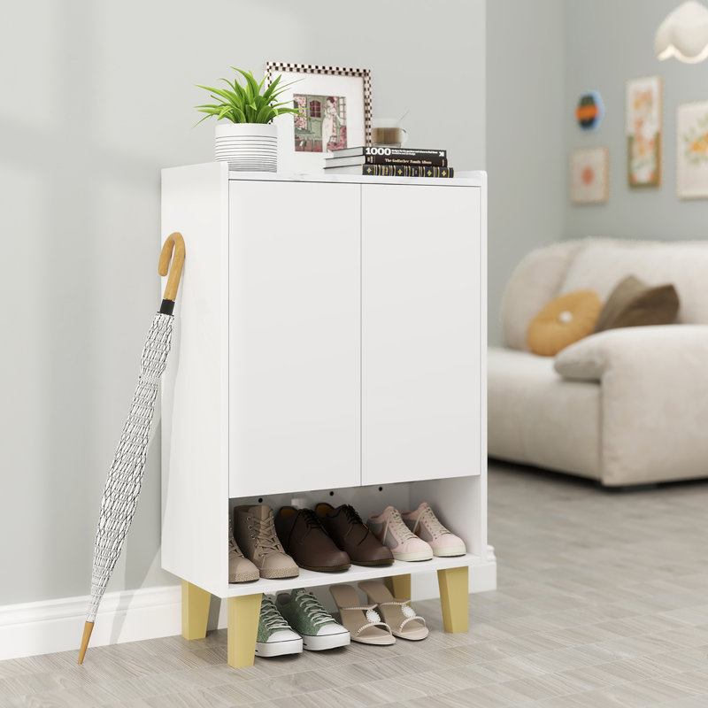  Shoe Storage Cabinet Freestanding Shoe Organizer w/ Anti-tipping Kit Open Shelf