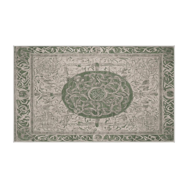 Tapis beige lavable à la machine, Rectangle 7 pi x 9 pi