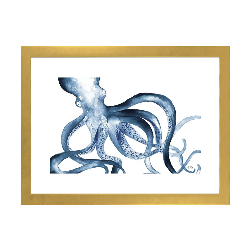 Print, Blanc, H 16 po x l 24 po x P 1 po, Papier encadré doré