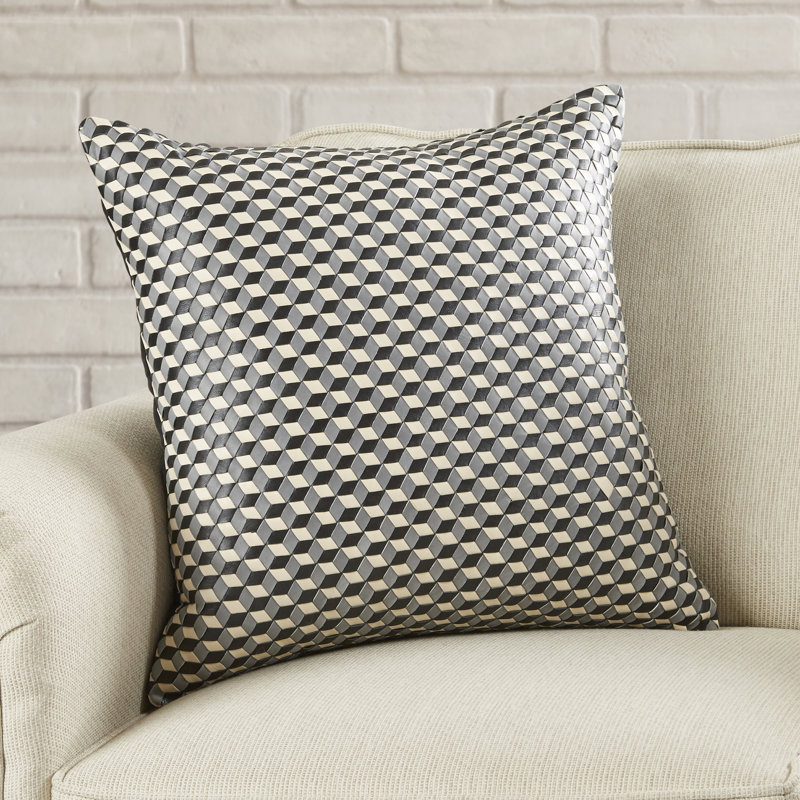 Embroidered Leather/Suede Throw Pillow