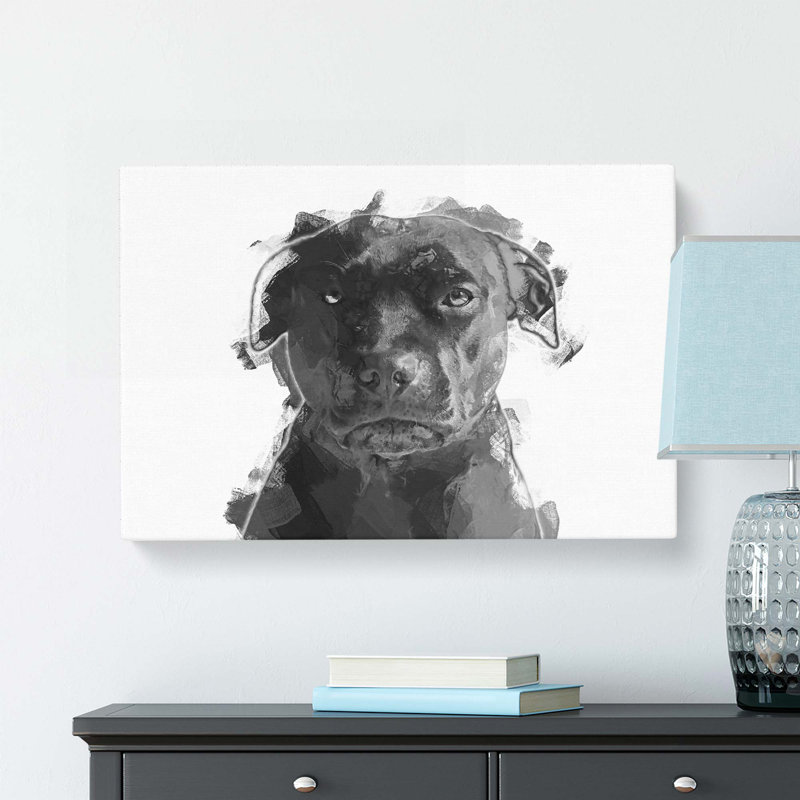 Staffordshire Bull Terrier Dog In Abstract - Wrapped Canvas, 40cm H x 60cm W x 3cm D