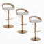 Tabouret de bar pivotant réglable en métal doré, bois blanchi et tissu d'avoine avec repose-pieds arrondi en forme de T, lot de 3-65468281-65468282