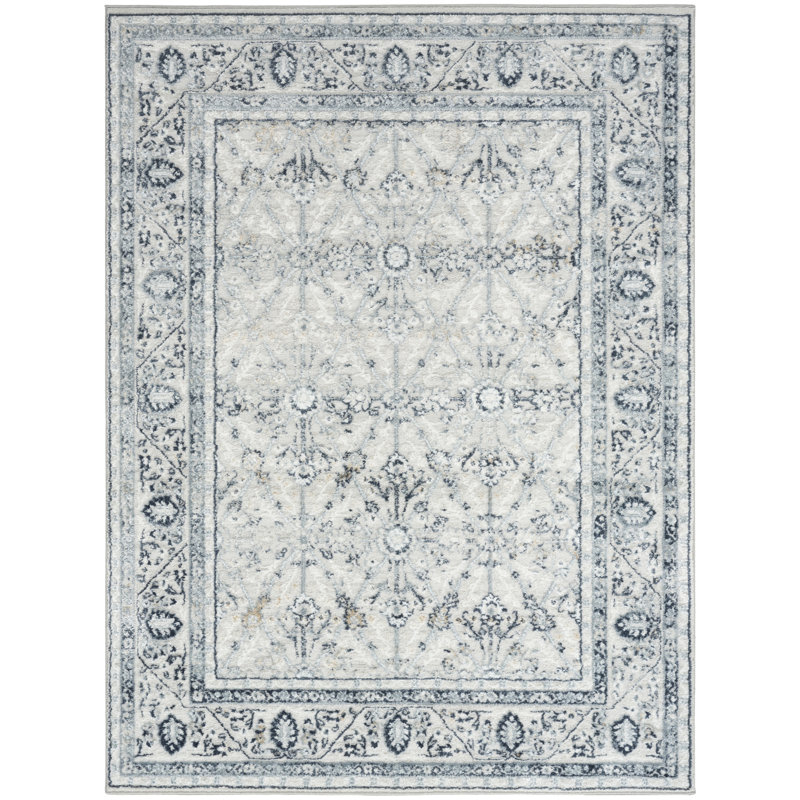 Leuchte 4' x 6' Grey Navy Vintage Indoor Rug, Rectangle 4' x 6'
