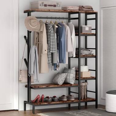 Tribesigns Freestanding Closet Organizer, Heavy Duty Clothes Closet - Brown