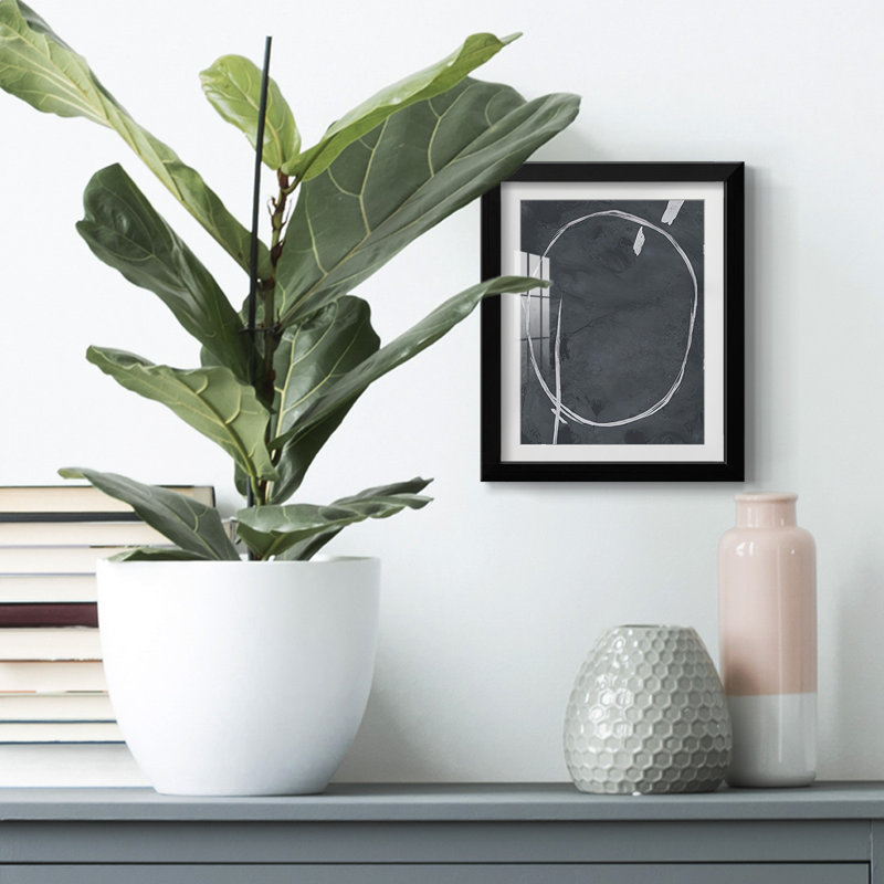 Circular Etching I -Framed Print, 28.5" H x 20.5" W, Black