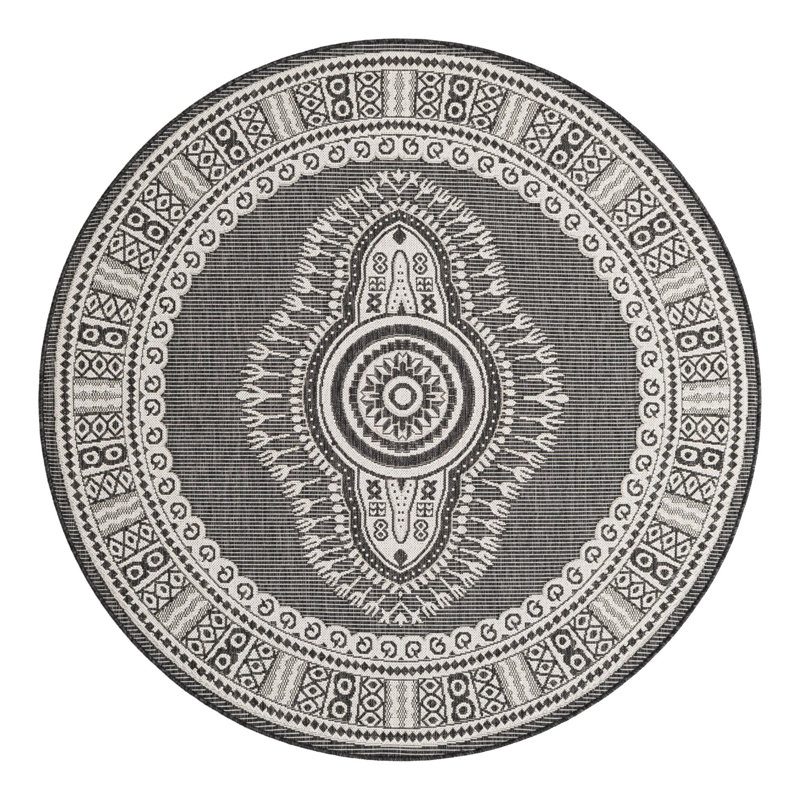 Indoor/Outdoor Traditional Area Rug, Round 6'1"