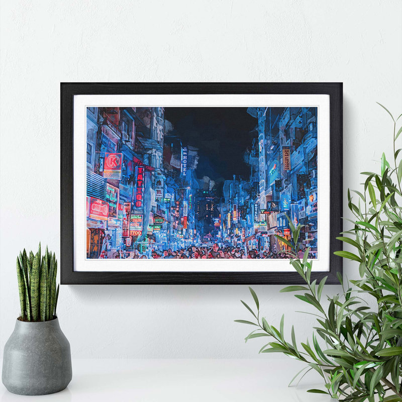 Ho Chi Minh City in Vietnam in Abstract - Picture Frame Graphic Art Print, 27cm H x 36cm W x 2cm D, Black Framed