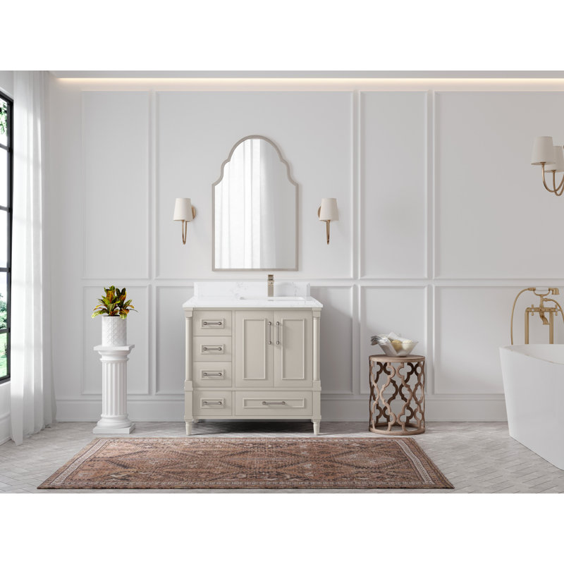 Meuble-lavabo simple 36 po avec comptoir Aberdeen, Finition or brossé, Empira