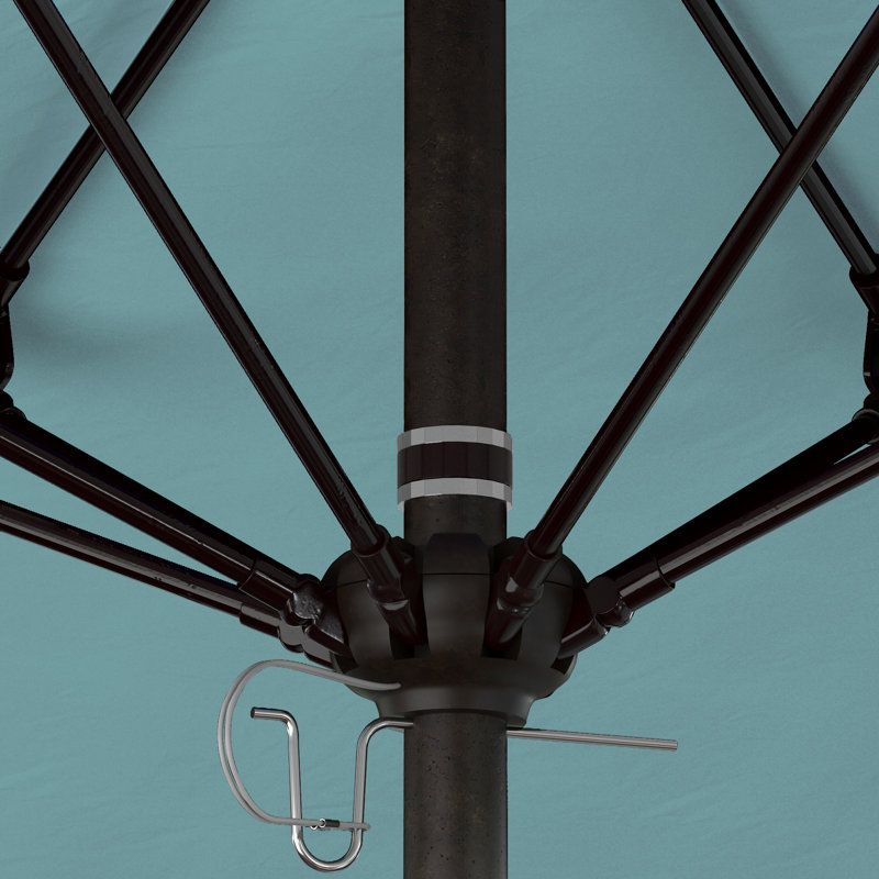Parasol de marché commercial en aluminium Geil, Toile Aruba Sunbrella®, Bronze