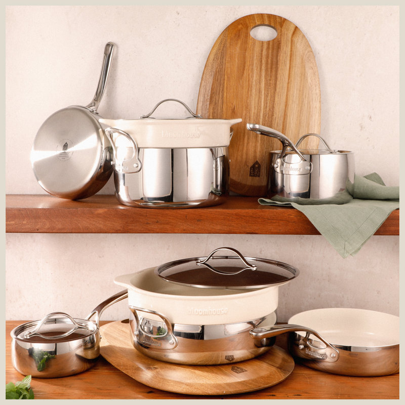 12-Piece White Non-Stick Stainless Steel Cookware Set