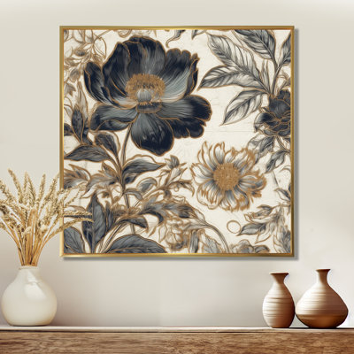 Blue Gold Peony Symphony I, reproduction d'art sur toile