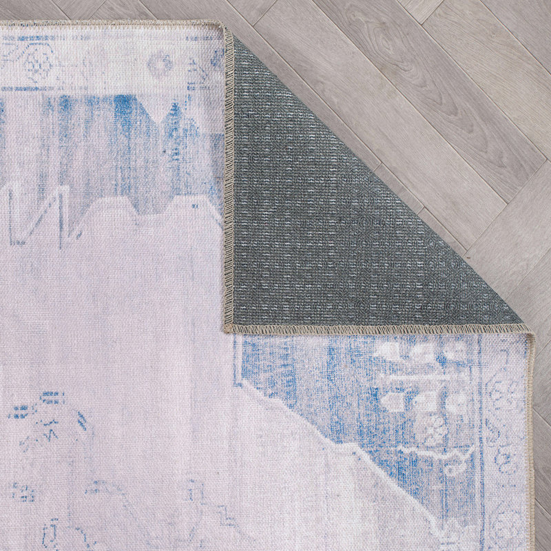 Tapis rétro antidérapant lavable à la machine Vintage Medallion, Tapis de couloir 2 pi 6 po x 10 pi