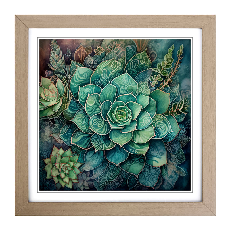 Succulent - Framed Print, Oak