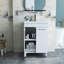 Meuble-lavabo de 24 po avec lavabo, portes doubles avec charnières à fermeture en douceur, armoire de salle de bain avec tablette ajustable, poignée en métal, lavabo en céramique, pieds argent réglables-1114643640