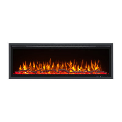 Foyers électriques minces encastrés au mur avec flamme réglable de couleur et de vitesse - installation murale 2 x 6