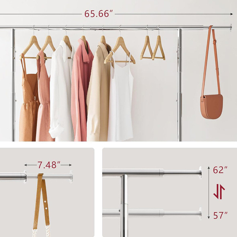 Chrome Heavy Duty Foldable Garment Rack with Wheels
