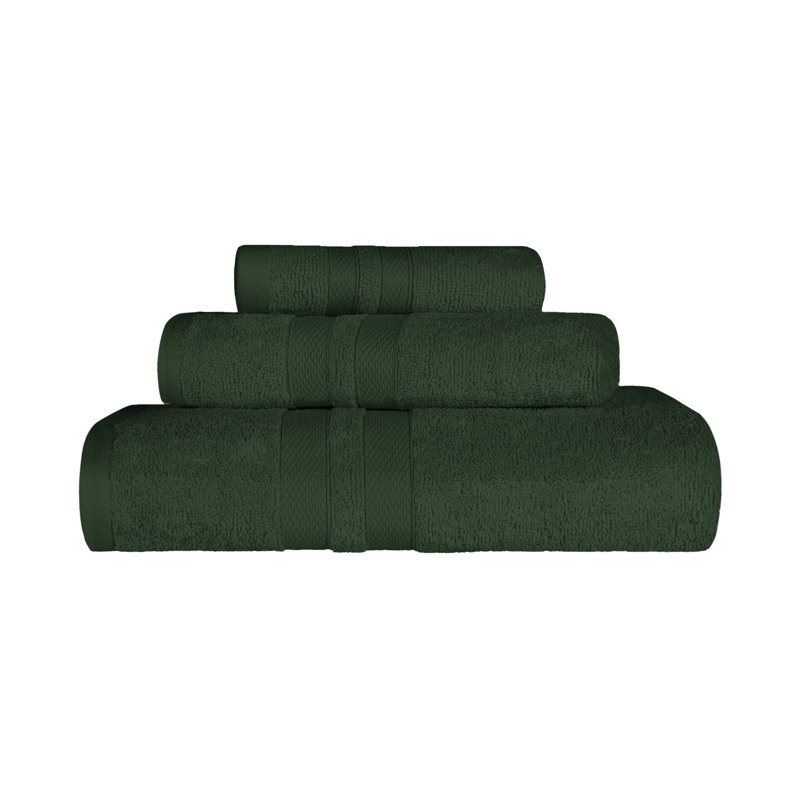 Charie Quick-Drying 3 Piece 100% Cotton Towel Set, Forest Green