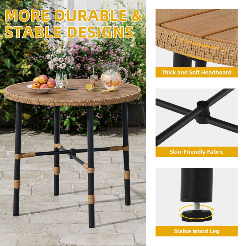 Table de salle à manger d'extérieur ronde pour 4