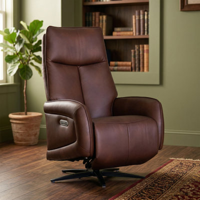 Devony 85 cm Wide Leather Swivel Zero Gravity Recliner