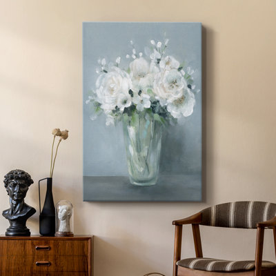 All White Blooms -Custom Wrapped Gallery Cavas