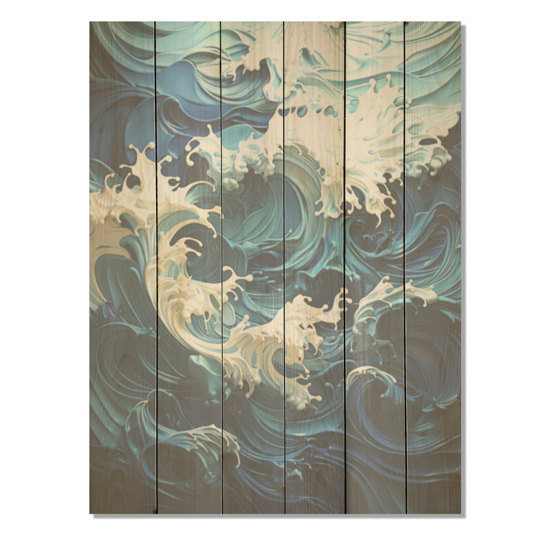 Fantaisie océanique, paysage de rêve I - océan, art sur bois de pin naturel, H 20 po x l 10 po