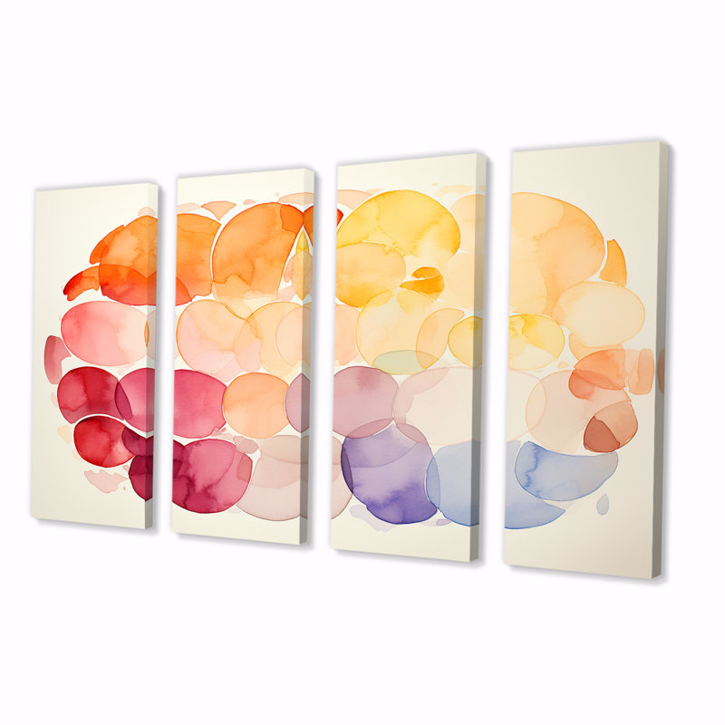 Encre géométrique couleur pastel - ensemble d'art mural abstrait géométrique 4 pièces, H 32 po x l 64 po