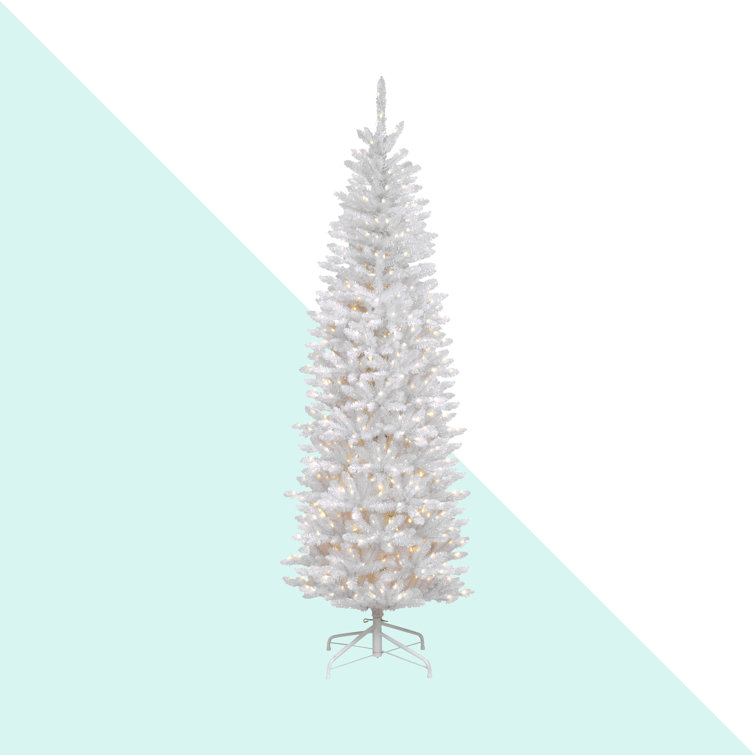 Kingswood Fir Slender White Realistic Artificial Fir Christmas Tree with Lights