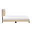 Lit simple en bois massif avec tête de lit en velours brun et revêtement réglable