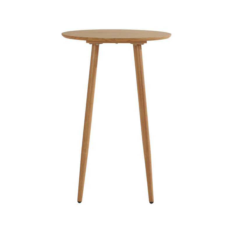 Armendariz Round Metal Base Dining Table, Oak