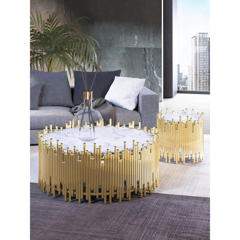 Archimbald Marble Top End Table, Gold