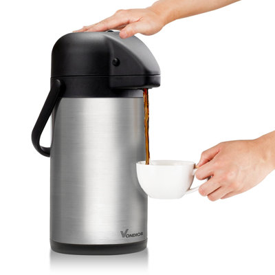 Vondior Airpot Coffee Dispenser With Pump - Insulated Stainless Steel Thermal Beverage Dispenser - 64 Oz
