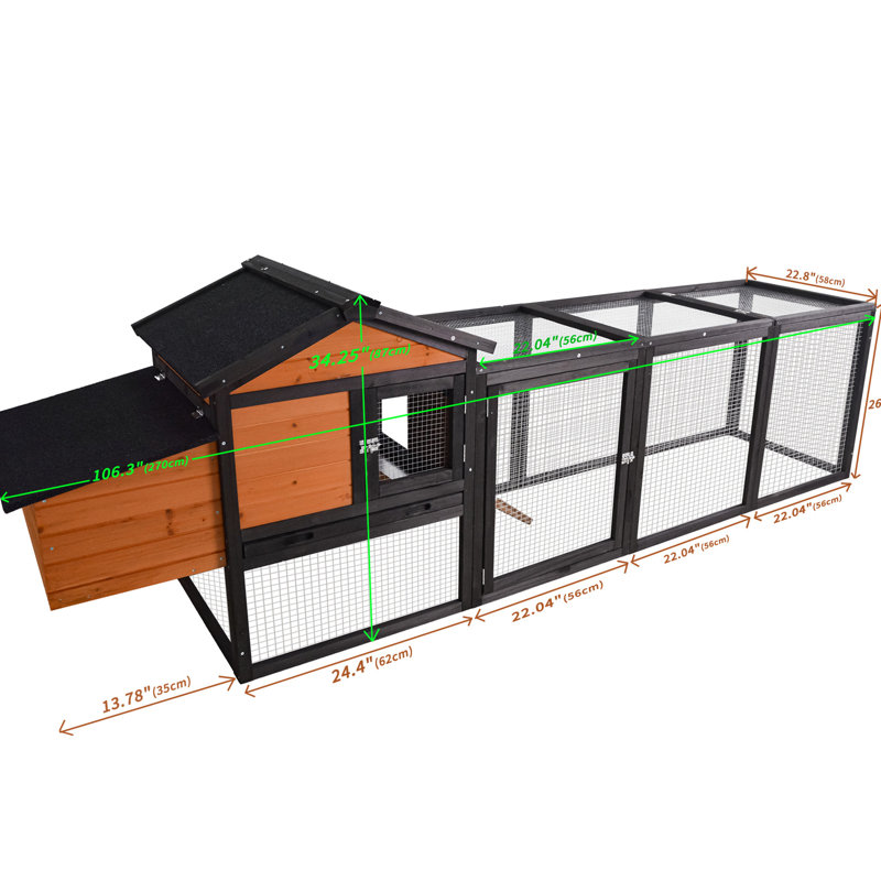 Grande cage à volaille et cage, poulailler d'extérieur en bois avec protection imperméable, nichoir, rampe, plateau coulissant, serrure robuste d'une largeur de 26,97 po, lapin spacieux de 14,96 po, structure