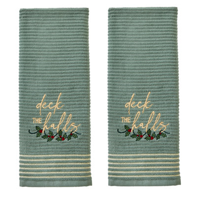 SKL Home Deck The Halls Hand Towel (2-Pack), Green