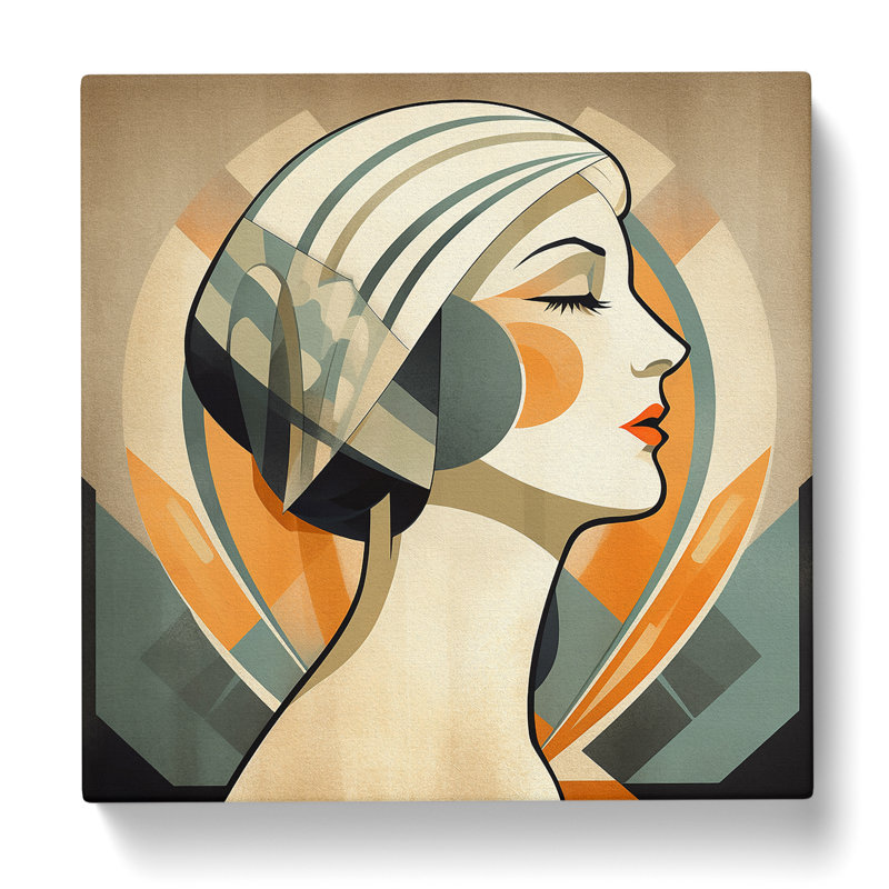 Art Deco Woman Mid-Century No.2 - Wrapped Canvas, 50cm H x 50cm W x 3cm D