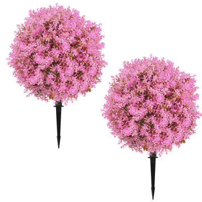 2 Pcs 25.5" Artificial Lilac Flowers Tree with Ground Spike