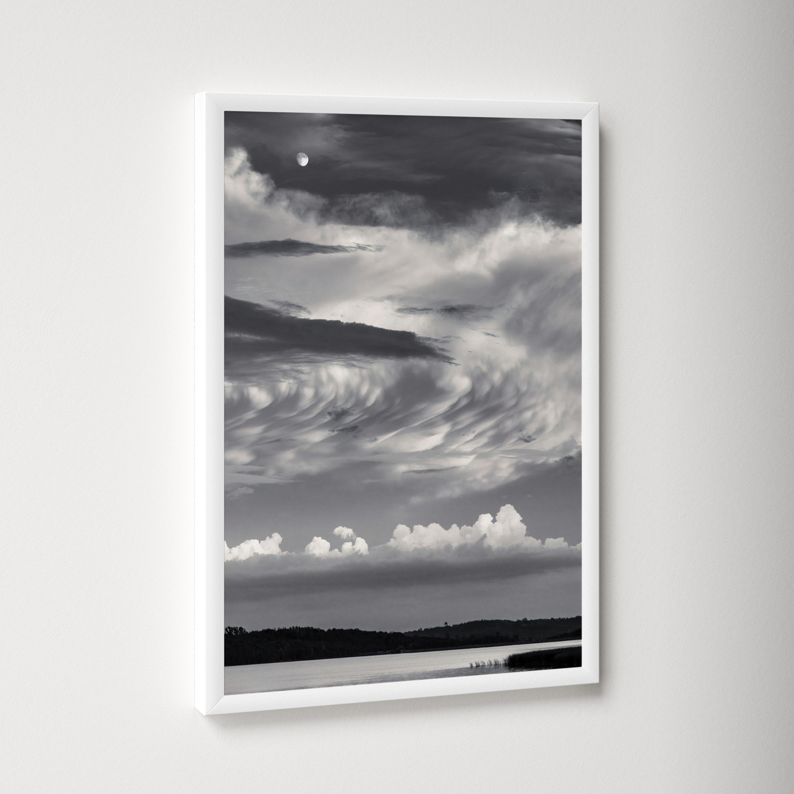Garden Sign "Island Lake Moon" Print, White, 20" H x 14" W x 1.25" D
