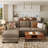 Zendajas 85" Curved Arm Sofa & Chaise With Storage Ottoman-196108634