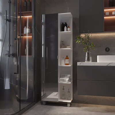 5-Shelf Linen Cabinet With Mirror