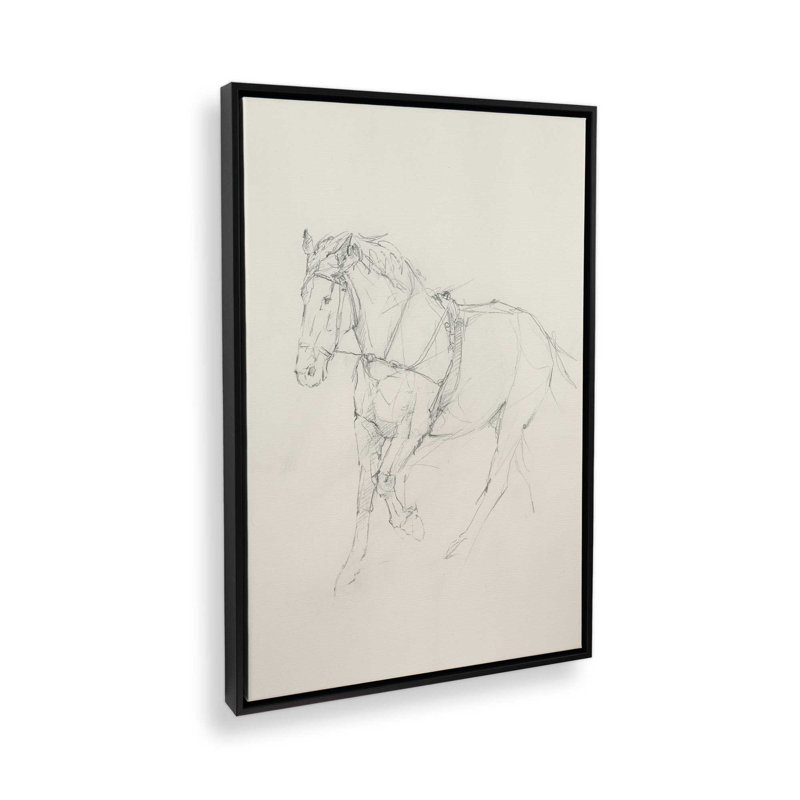 «Bridled Horse Courir croquis II» par Ethan Harper, reproduction d'art, H 32 po x l 24 po, Noir