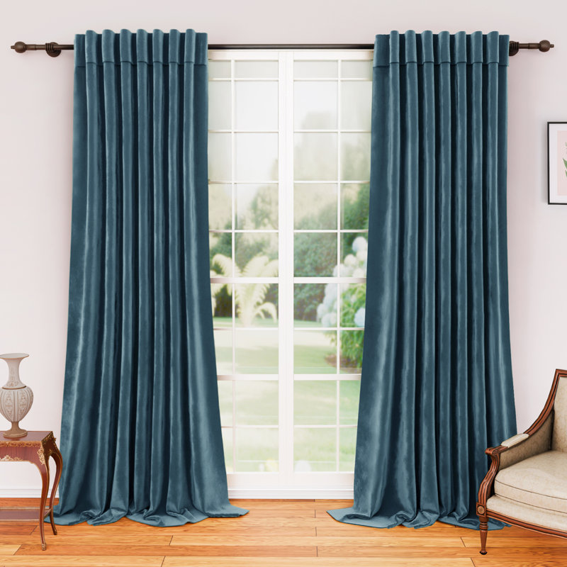 Blackout Velvet Curtains For Bedroom, Living Room And Home Office (Set Of 2), 52" W x 84" L, Dark Blue