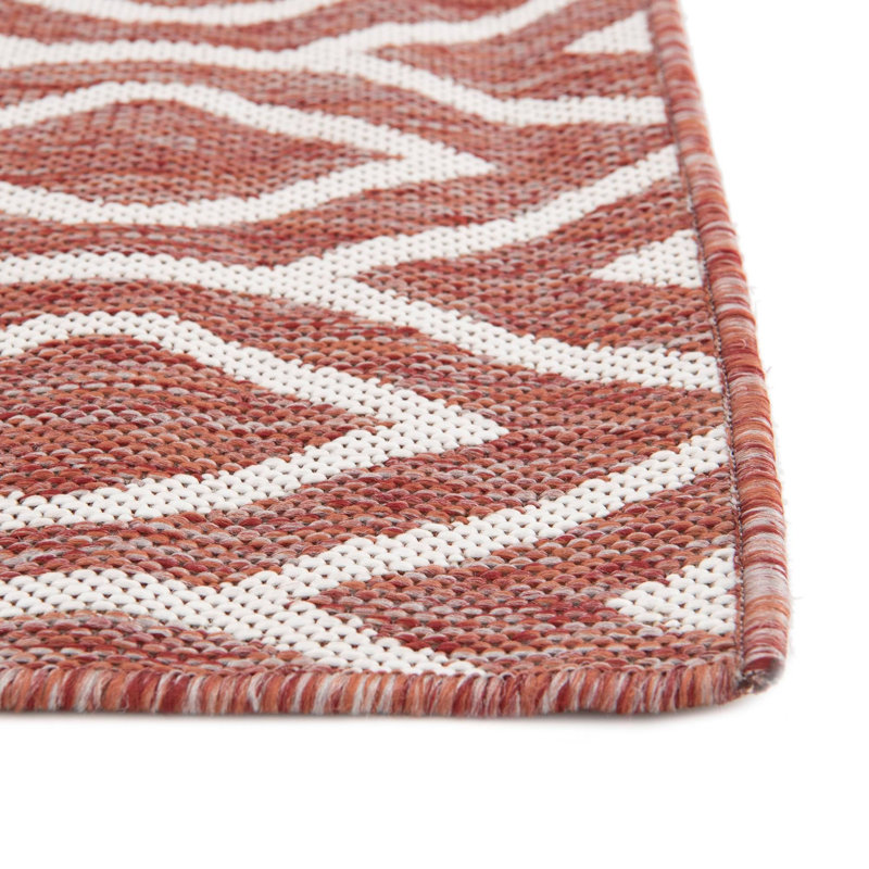 Tapis intérieur / extérieur Yettem, Rouge rouille, Ovale 5 pi 3 po x 8 pi