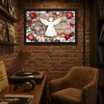 Décoration de Noël ange de Noël en bois avec flocons de neige et pommes de pin