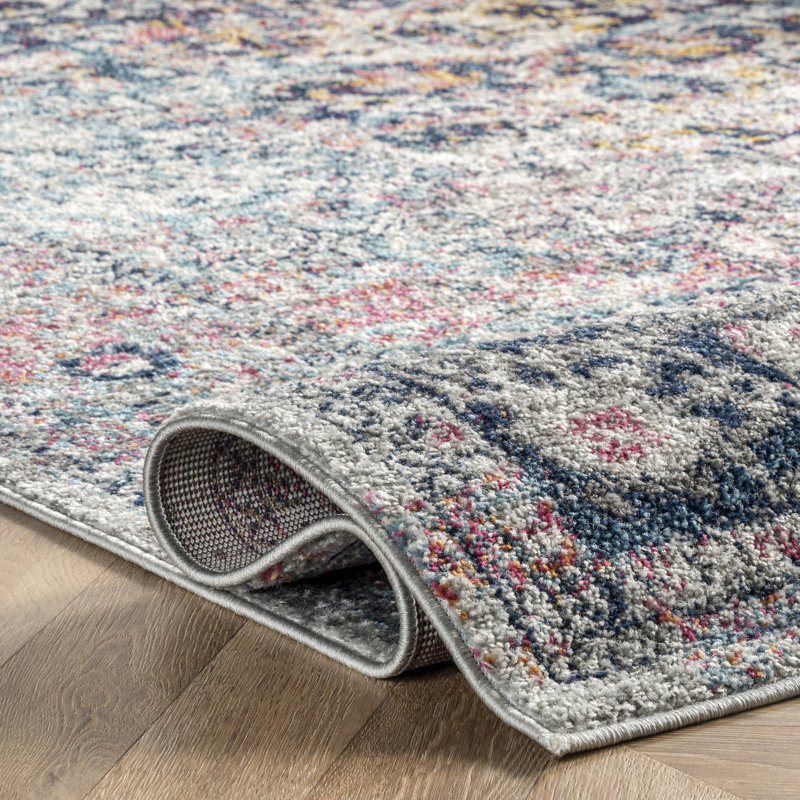 Misi Vintage Medallion Power Loom Blue Rug, Runner 2' x 6'