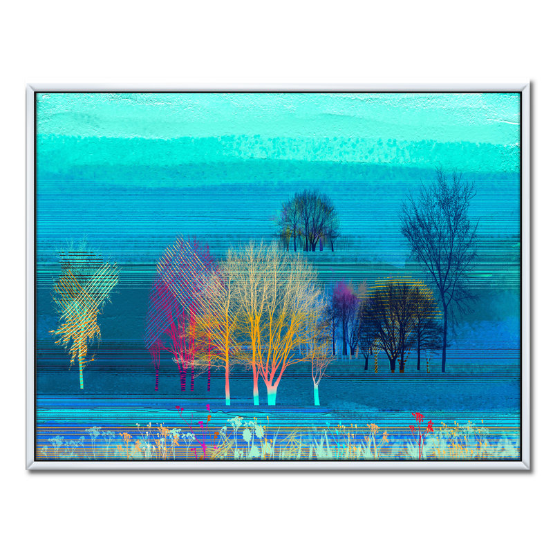 «Mystery Trees in Turquoise Landscape», reproduction d'impression sur toile, H 12 po x l 20 po x p 1 po