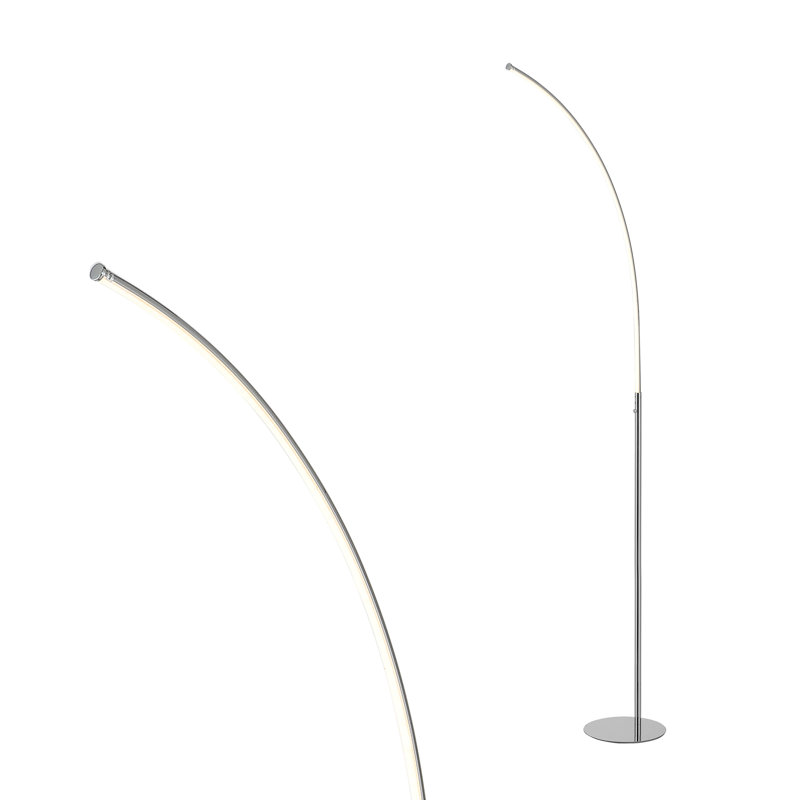 Arc 64" Chrome Finish White LED Floor Lamp with Touch Sensor