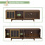 Meuble télé 2 en 1 de style Mid-Century avec chat en bois et porte coulissante en PET FRIENDLY