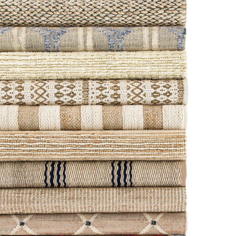Tapis bleu en jute tissé à la main Tala, Rectangle 7 pi 6 po x 9 pi 6 po